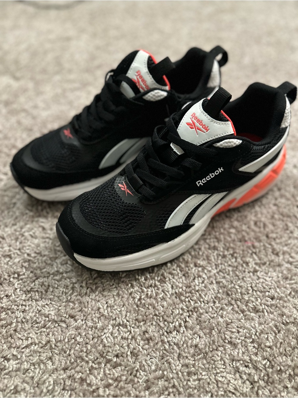 Reebok Black White and Coral Accent Men's Sneakers